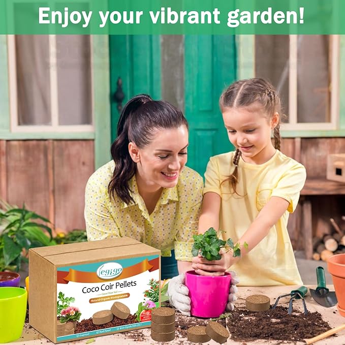 Legigo 50 Pcs 50mm Organic Coco Coir Pellets for Plants- Compressed Coconut Coir Potting Soil, Coco Fiber Pellets Coco Coir Soil for Planting, Garden, Bonsai, Herbs, Flower & Vegetables