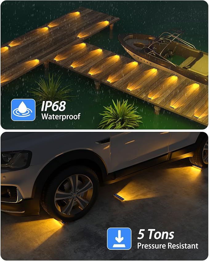 Solar Step Lights for Outside,4 Pack Solar Stair Lights Outdoor Waterproof,Warm White Deck Light Solar Powered Waterproof for Steps,Stairs,Walkway,Sidewalk,Patio,Pathway