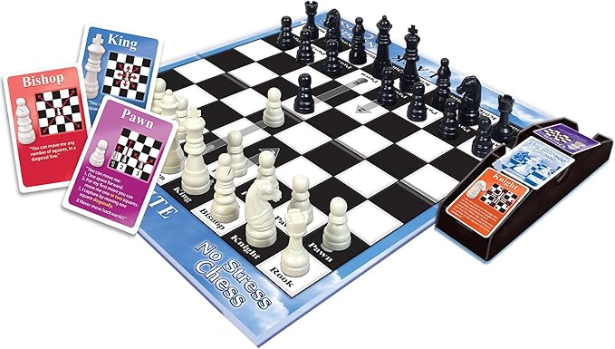 No Stress Chess by Winning Moves Games USA, Celebrating 20 Years as The Chess Teaching Game Using Innovative Action Cards, for 2 Players, Ages 7+ (1091)