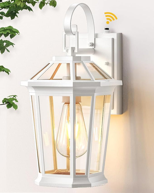 VIANIS Outdoor Porch Lights - Dusk to Dawn Exterior Wall Lights, 100% Anti-Rust Aluminum Waterproof, White Sconce Lanterns for Garage