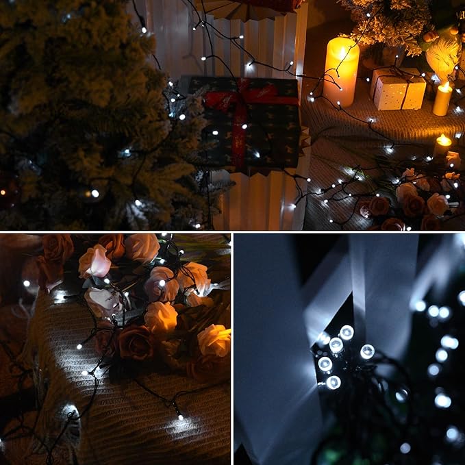 240 LED Solar String Lights for Outside, 2 Pack 55FT Outdoor Solar String Lights, Waterproof Solar Powered String Lights Outdoor with 8 Modes for Garden, Balcony, Wedding, Party (Cool White)