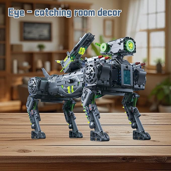 GEVINST Robot Robotic Dog Building Set for Boys Ages 8-12, 1609 Pieces STEM Animal Toys Model Building Kit, Gift for Adults Kids Teens Ages 8-14 (Static)