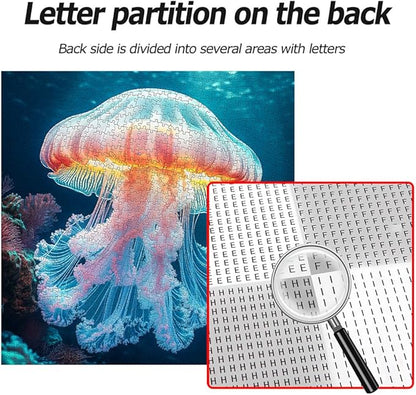Bgraamiens 1000 Piece Jigsaw Puzzle for Adults - Deepsea Jellyfish - Vibrant Ocean Art Puzzle with Bioluminescent Glow Effect, Challenging Sea Creature Puzzle Gift