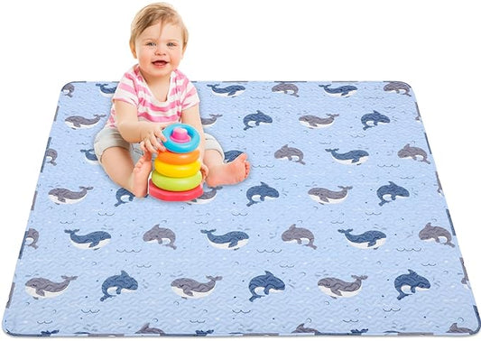 Machine Washable Baby Floor Play Mat 50x50”, Non Slip One-Piece Baby Crawling Mats for Tummy Time, Portable Playpen Mat Playmat for Babies Infants and Toddlers