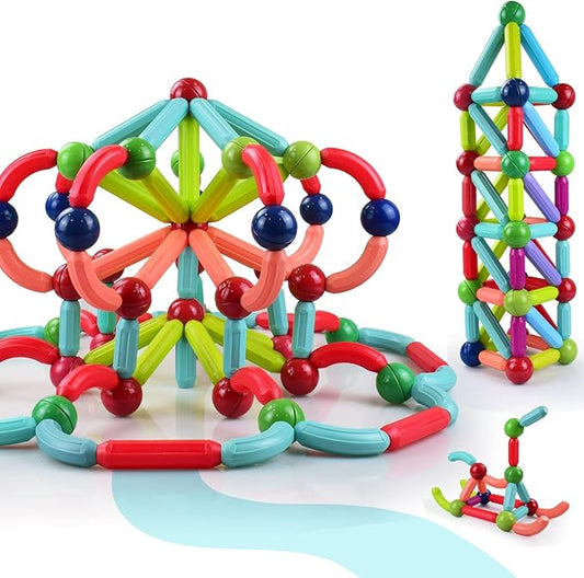 BAKAM Magnetic Building Blocks for Kids Ages 4-8, STEM Construction Toys for Boys and Girls, Large Size Magnetic Sticks and Balls Game Set for Kid’s Early Educational Learning (25PCS)