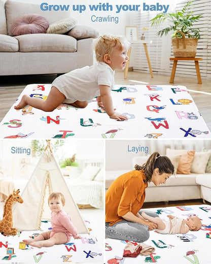 50x50 Play Mat for Playpen Foldable Baby Play Large Tummy Time Mat, Non Slip Washable Baby Play Mats for Floor, Portable Travel Crawling Mats for Toddlers and Infants