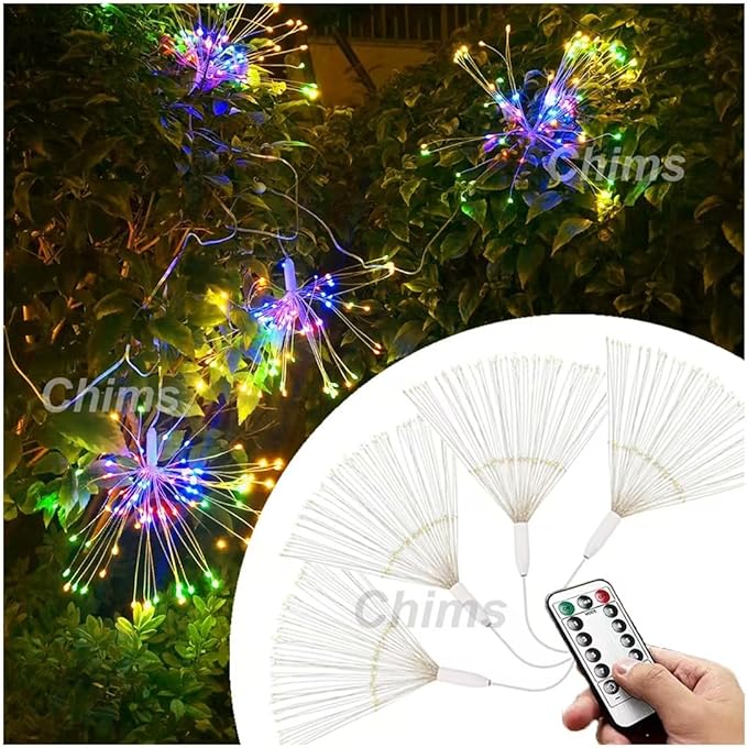 4 Pack Star Firework LED Light Tree Lights Hanging Fairy Light with Remote Colorful RGB Lighting Star Sphere Lights Decoration Lights for Bedroom Patio Tree Outdoor Party Christmas Decor Bar
