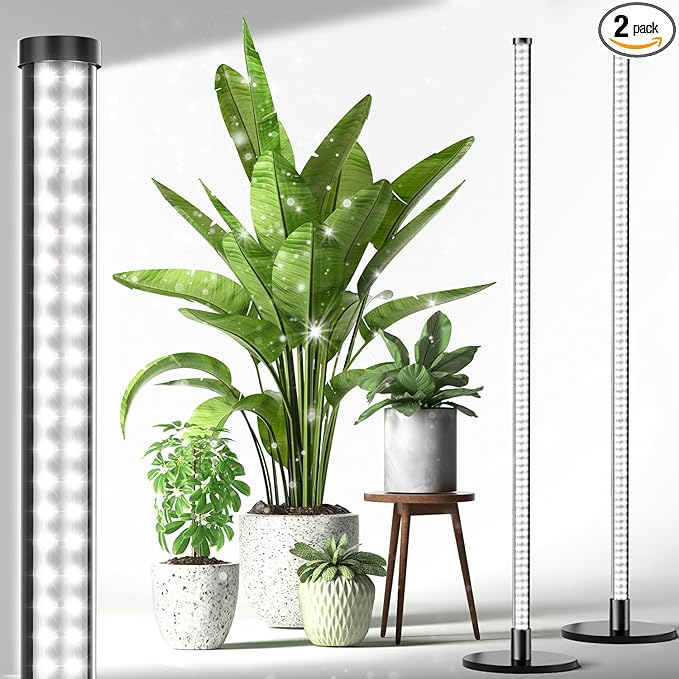2 Pack Grow Lights for Indoor Plants, 6000K 243 LEDs Light for Seed Starting with Full Spectrum, 45in Height Standing Plant Light, 3 Switch Modes for Wide Area Coverage in Indoor Plants