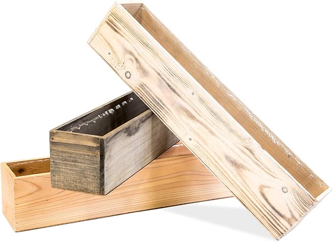 20" Rectangular Rustic Wood Planter with Plastic Liner l Rose Wood l Country Style, Home and Wedding Decorations, Garden Ornaments (20x4 Set of 2, Rose Wood)