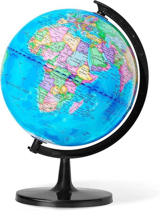 GOCHANGE Globe for Kids Learning, 10" Geography Educational Globe with Thickened Stand - More Stable for Children & Teachers, 360° Spinning Educational Tools & Desk Decorations & Gifts