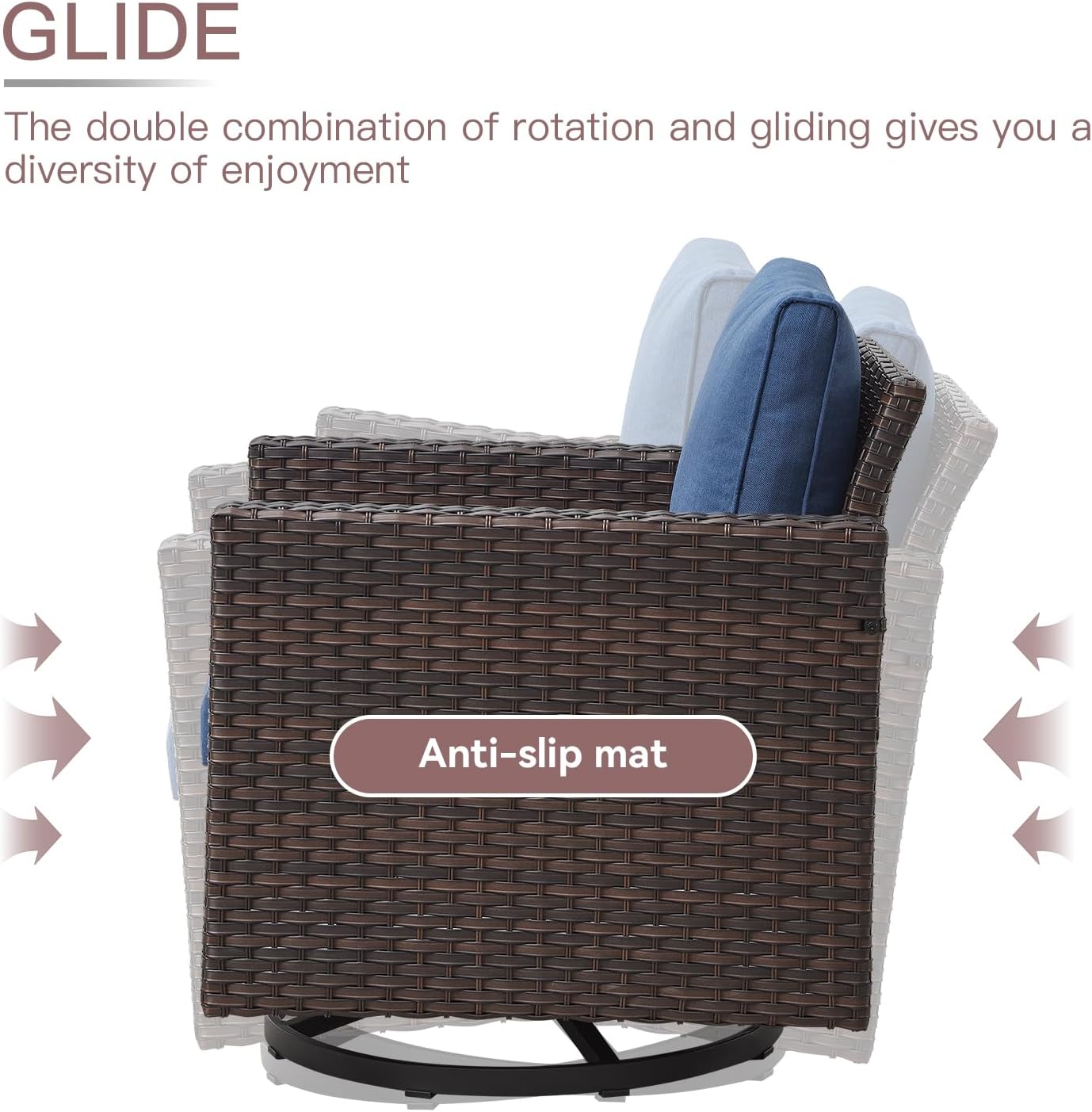 HUMMUH 11 Pieces Outdoor Furniture Set,Outdoor Half-Moon Sectional Couches Swivel Patio Chairs with Ottomans Coffee Table,All Weather PE Wicker Patio Conversation Sets for Garden Porch Backyard