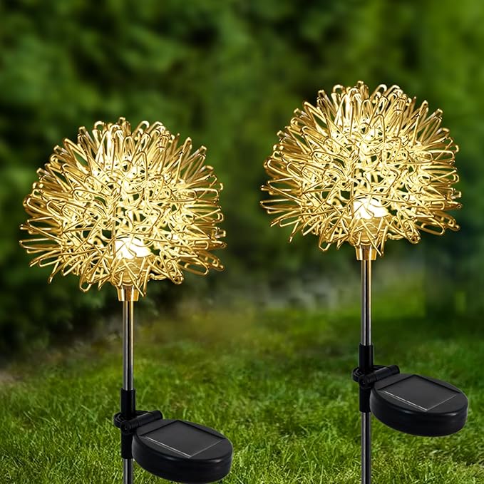 2 Pack Sunflower Garden Lights + 2 Pack Aluminum Ball Garden Lights