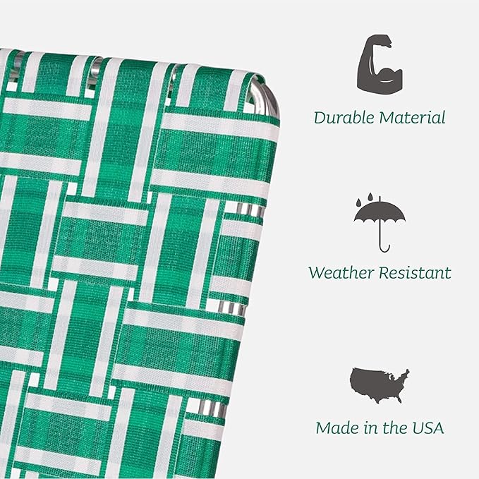 Lawn Chair USA - Outdoor Chairs for Camping | 2- Pack (Sea Island with White Arms & Charleston with Green Arms, Classic)