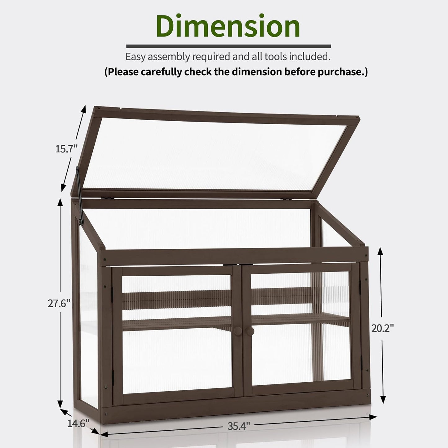 MCombo 2-Tier Wooden Cold Frame Garden Greenhouse Raised Flower Planter Shelf Bed Protection 6057-0160 (Brown)
