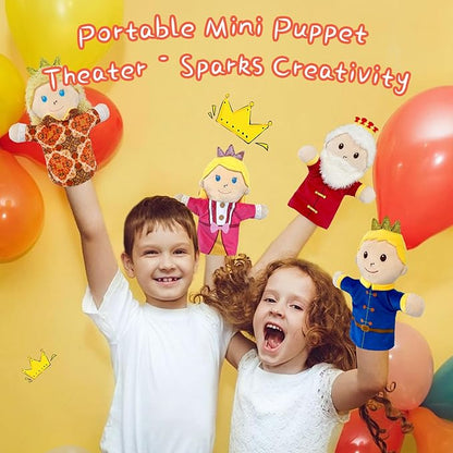 6 PCS Puppet Set 12 Inch, Fairy Tale Members Elf Plush Puppets Toddlers 1-3 Princess Hand Puppet for Kids Ages 4-8,Soft Puppets for Storytelling Teaching Preschool Role Play Puppet Toy for Boy Girls