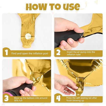 Giant 4D Foil Balloons, 6Pcs Large Metallic Black Gold Silver Round Balloons, 22 Inch Big Round Foil Balloon for Graduation Decorations Class Of 2025, Birthday Party Baby Shower Decoration