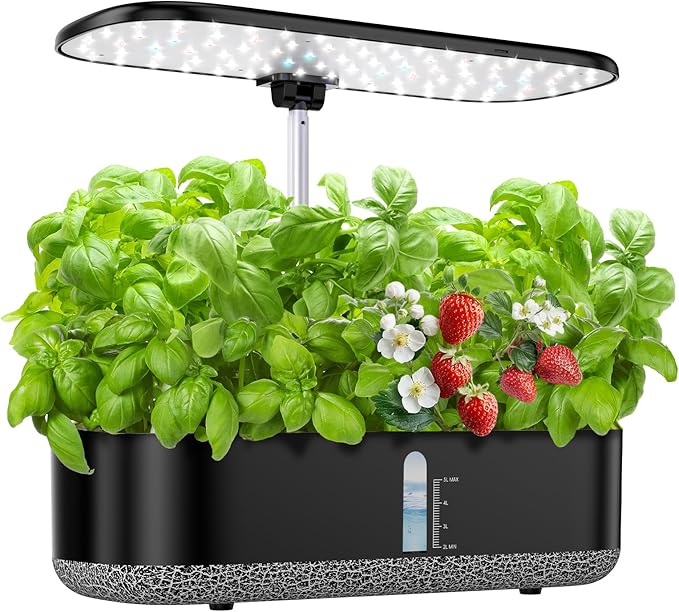 Large Hydroponics Growing System 14 Pods, Indoor Herb Garden with LED Grow Light, 5L Water Tank, Hydroponic Grow Kit with 3 Auto-Timers, Rotatable Light Panel, Gifts for Women Men