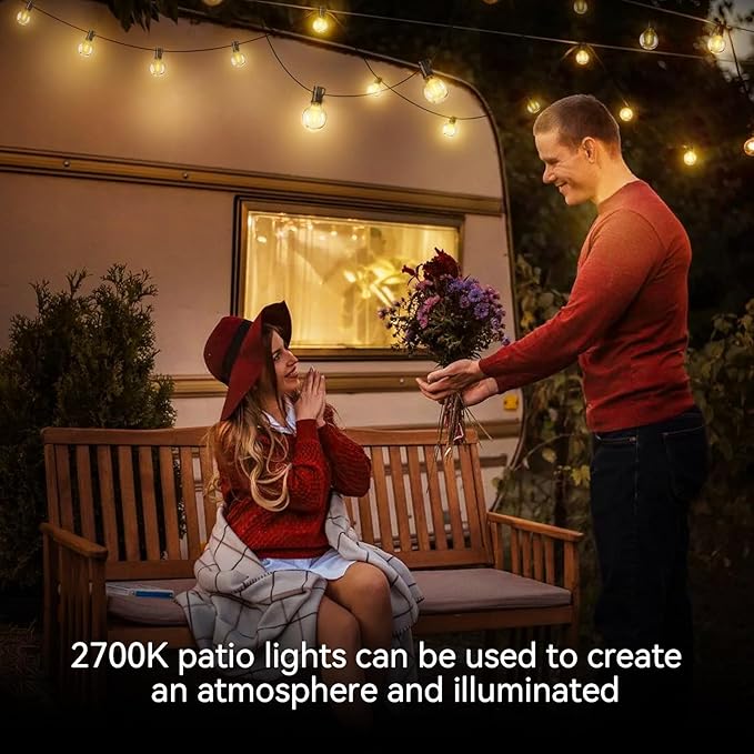 XURISEN Outdoor String Lights, 66FT LED Patio Lights for Outside 35 Shatterproof G40 Globe Bulbs UL Listed IP65 Waterproof Hanging Lighting for Backyard Balcony Bistro Party Decor