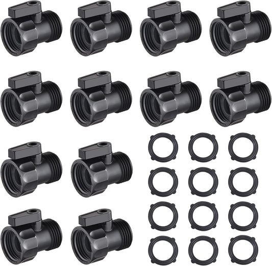 12 PCS 3/4'' Plastic Garden Hose Shut Off Valve,Water hose Shut-Off Ball Valve Thread Connector Coupling for Telescopic Water Pipe Water Gun Valve Control Standard 3/4'' Thread Connector Coupling