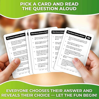 QUOKKA Who Knows Better? - Science - Family Card Trivia Game | Fun Learning & Educational Questions for Families | Suitable for Boys & Girls