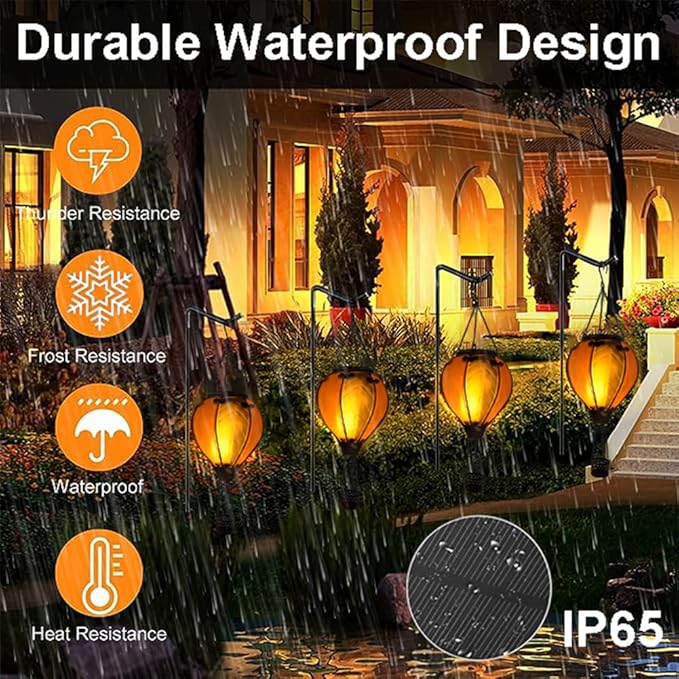 Hot Air Balloon Solar Lantern with Flickering Flame Hanging Solar Lanterns Outdoor Lights Waterproof Lanterns Decorative Garden Patio Yard Party Decor Gray&Light Green