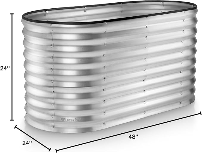 Galvanized Raised Garden Beds Outdoor // 4×2×2 ft Planter Raised Beds for Gardening, Vegetables, Flowers // Large Metal Garden Box (Silver) // Patented Tool-Free Design