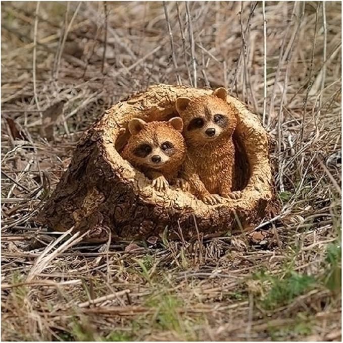 Roman Giftware Inc., Garden Collection, 7.75" H Raccoons Statue,Religious, Inspirational, Durable (11x8x7)