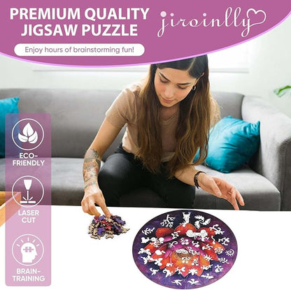 Jiroinlly Flower Wooden Puzzle for Adults, Mandala Jigsaw Puzzles 200 Piece, Unique Shapes Family Reunion Puzzle for Adults and Kids, Beautiful Package, Best Gift for Family Friends Medium 11.2x11.2in