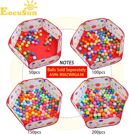 EocuSun Kids Ball Pit Large Pop Up Toddler Ball Pits Tent for Toddlers Girls Boys for Indoor Outdoor Baby Playpen w/Zipper Storage Bag, Balls Not Included (ARed)
