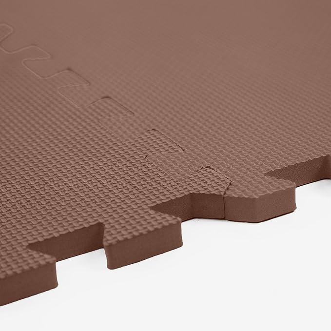 Flooring Inc's 1/2" Soft Non-Toxic Baby Play Mat, Toddler Playmat, Colorful Puzzle PlayMat, Floor Mats for Kids & Babies, EVA Foam Interlocking Tiles for Nursery & Playroom | Brown, 78 Tiles, 312 SqFt
