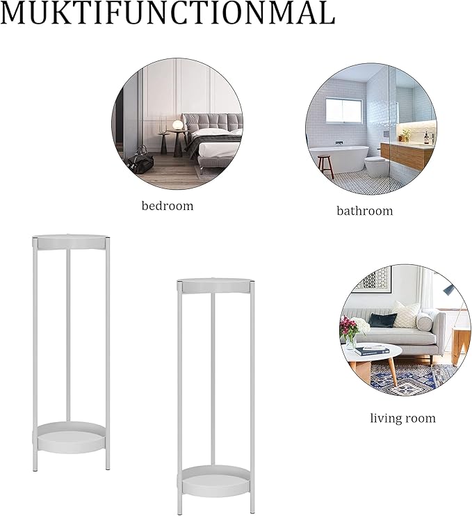 Plant Stand,2 Tier Metal Flower Plants Holder with 2 Removable Display for Indoor or Outdoor,Pot Plant Planter Display(30 X 10in,White)