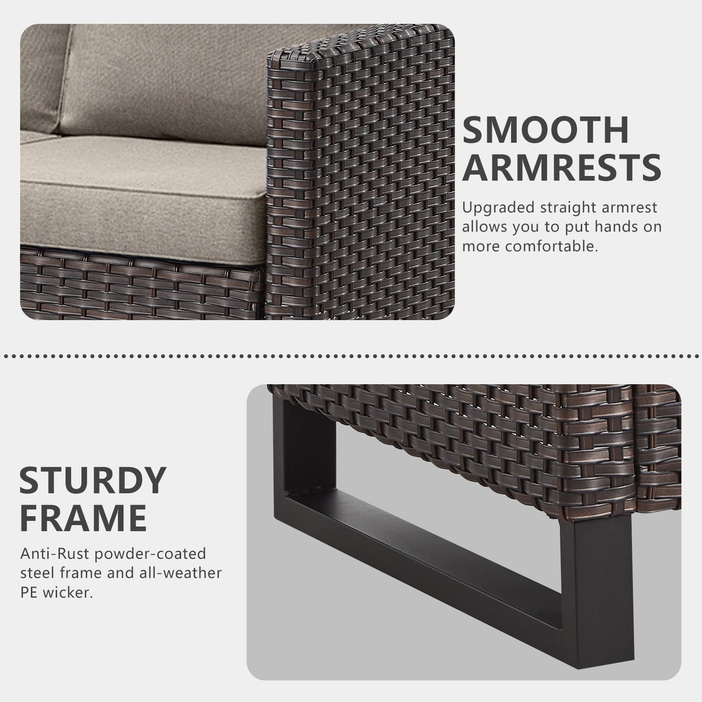 HUMMUH Patio Swivel Chairs Set of 2,PE Wicker Outdoor Rocker Chairs Bistro Set Porch Balcony Furniture with Cushions