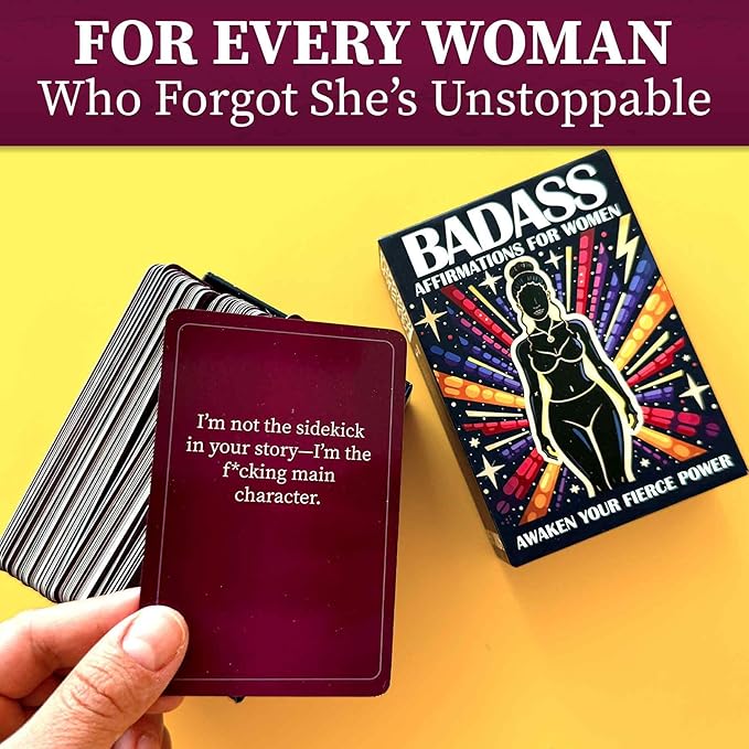 QUOKKA Badass Affirmation Cards for Women – 95 Fierce Daily Motivational Messages to Awaken Power, Boost Confidence, and Uplift Mindset – Self Care and Mental Strength Gift for Her