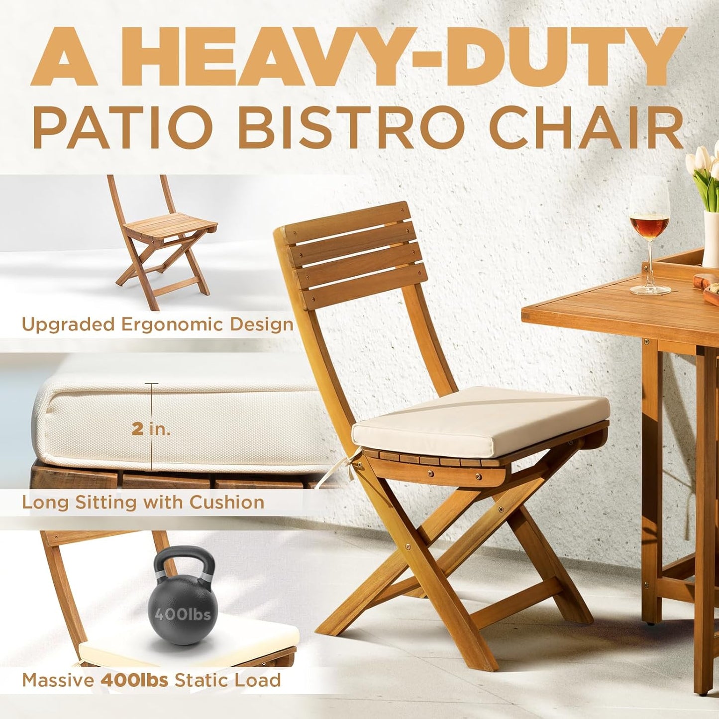 IDZO Flower Shelf Table Design Heavy Duty 400lbs Capacity Patio Bistro Set 3 Piece Outdoor