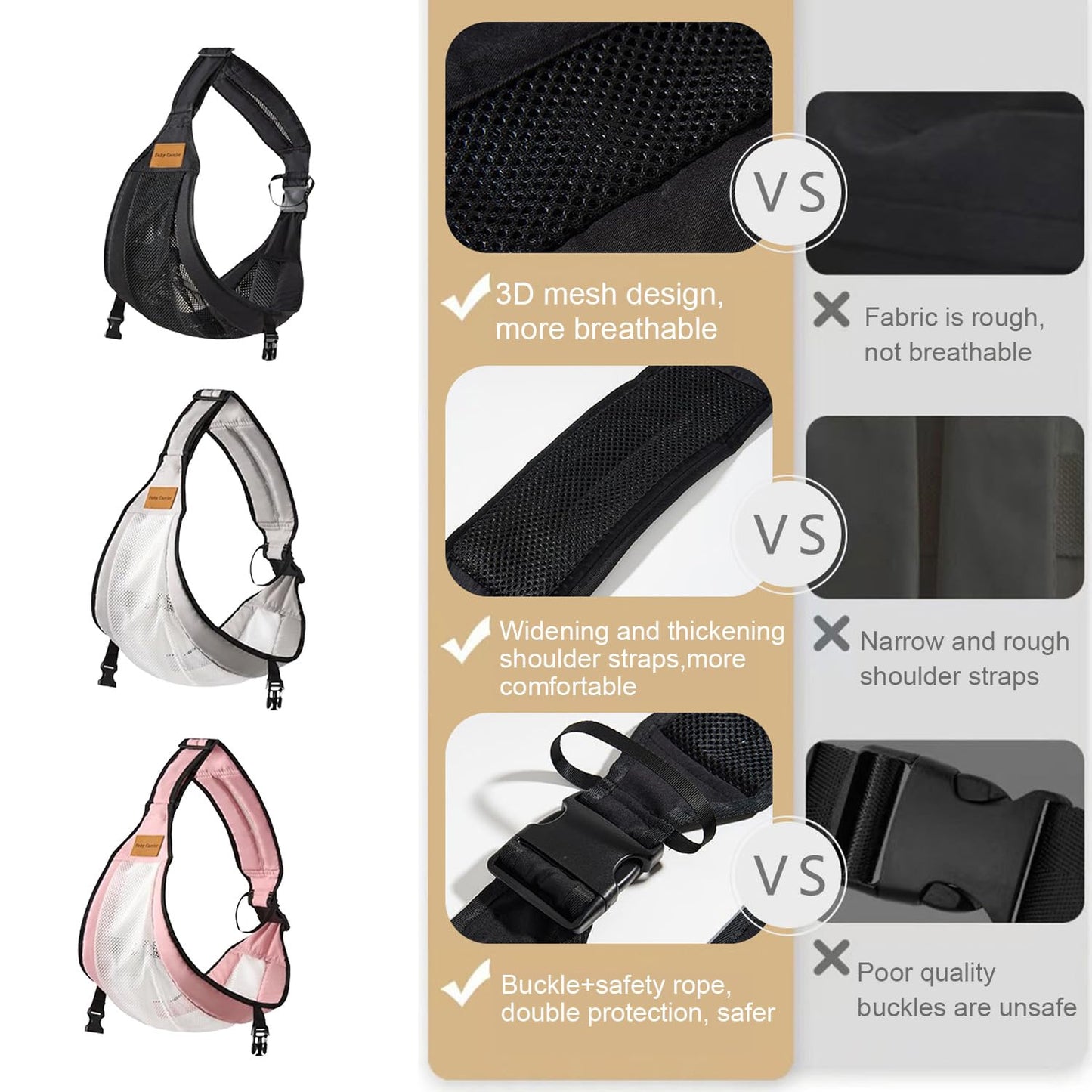 Baby Sling Carrier Toddler Carrier One Shoulder Adjustable Shoulder Strap Labor-Saving Baby Sling 10-45lbs(Black,Cloth)