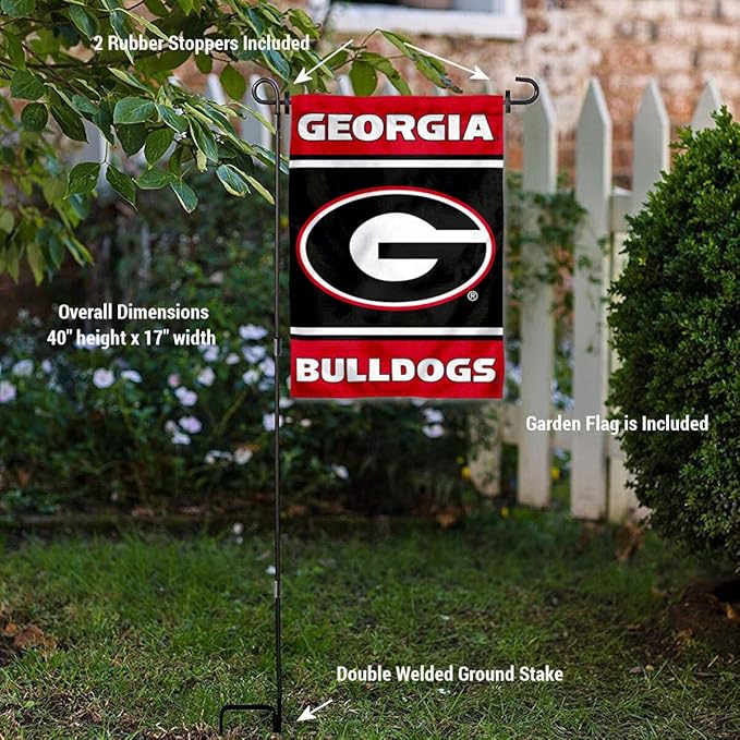 College Flags & Banners Co. Georgia Bulldogs Garden Flag with Stand Holder