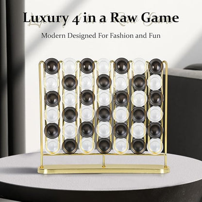 Artistic 4 in a Row Game, Upgraded from Classic Strategy 4 in a Row Board Game, 2 Player Travel Board Games, Metal Game Board & Acrylic Pieces, Home Decoration, Great Gift