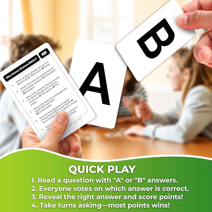 QUOKKA Who Knows Better? - Science - Family Card Trivia Game | Fun Learning & Educational Questions for Families | Suitable for Boys & Girls