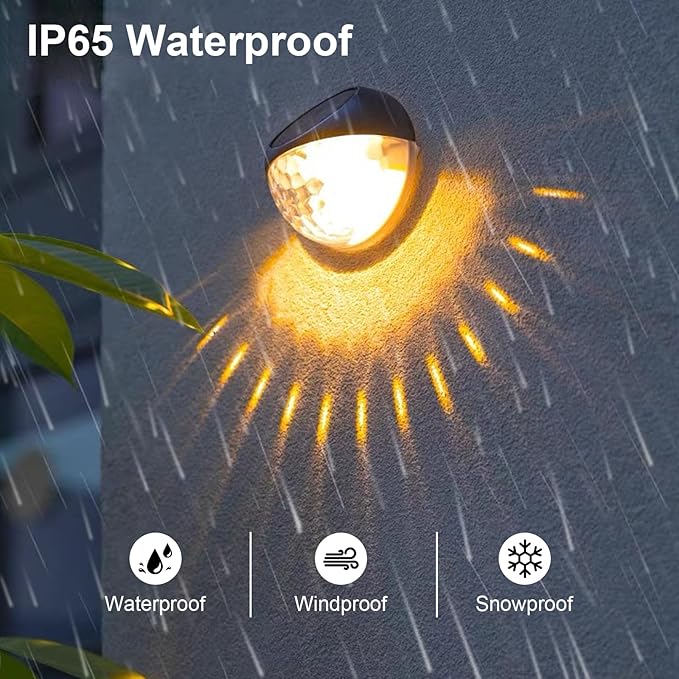 VNPONV RGB Solar Deck Lights Outdoor 6 Pack, Solar Fence Step Lights IPX7 Waterproof Led Solar Lights for Outdoor Stairs, Yard, Patio, and Pathway