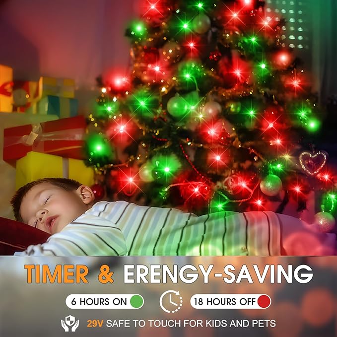 KNONEW 403FT 1000 LED Christmas String Lights Outdoor Green Wire Fairy Light 8 Modes & Timer Plug in Waterproof LED String Lights for Xmas Yard Tree Wedding Party Holiday Decorations (Red and Green)