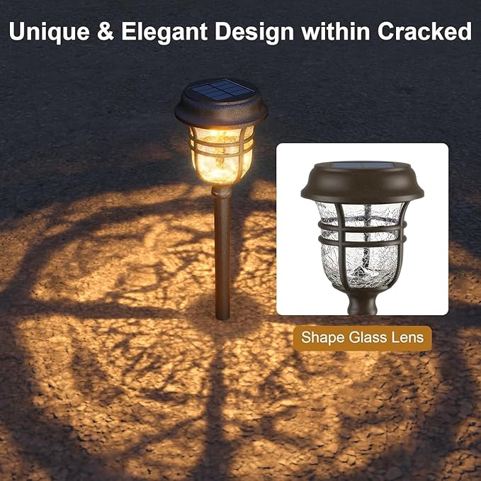 XMCOSY+ Solar Pathway Lights Outdoor 6 Pack, 2 Lighting Modes Warm White & RGB Auto Color Changing LED Solar Powered Garden Lights IP65 Waterproof for Yard Walkway Driveway Landscape Lawn Decorative