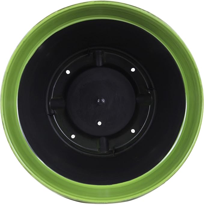 Garden Elements Indoor/Outdoor Glazed Brushed Happy Plastic Planter, Large, Dark Green, 15" (Pack of 2)