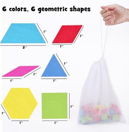 3 otters Wooden Pattern Blocks Shapes for Kids, Geometric Tangram Puzzle with Activity Cards, 150 PCS Educational Toy (Pack of 2)