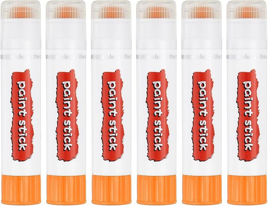 PATIKIL Tempera Paint Sticks, 6 Pcs Solid Tempera Paints Sticks Washable Bulk Markers Pen Quick Drying for Artists Beginners Art Supplies, Orange