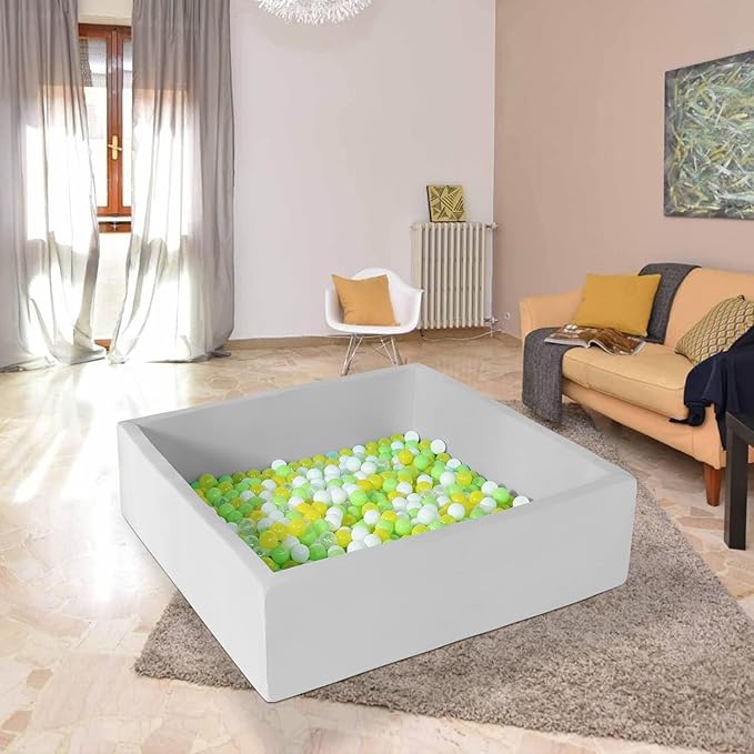 Extra Large Foam Ball Pit for Toddlers Kids Square Soft Ball Pool Ideal Gift Play Toy for Children Kiddie Pools - Light Gray