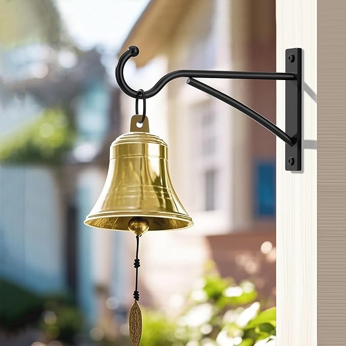 6 Inch 2 Pack Outdoor Plant Hanging Hooks for Wall:Metal Bracket for Hanging Baskets, Bird Feeders, Wind Chimes, Flower Baskets, Yoga Mat, Lanterns, Black