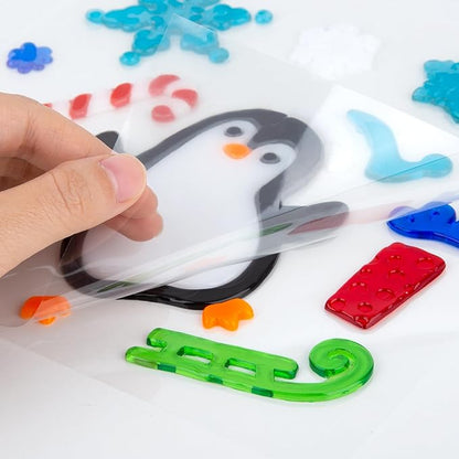 6 Sheet Christmas Window Clings Gel Santa Claus Snowman Snowflake Cardinals Penguin Christmas Window Decorations, Merry Xmas Wall Decor Stickers, School Home Xmas Party Decorations