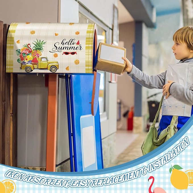 4 Pcs Hello Spring Summer Mailbox Covers Magnetic Standard Size 18 x 21 Inch Hello Autumn Winter Magnetic Mailbox Covers Wraps Decoration for Garden Yard Home Outdoor Decor