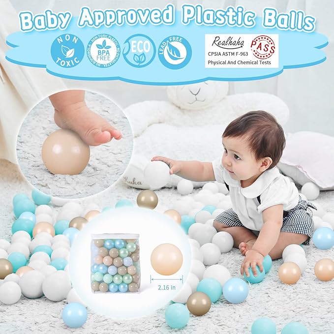 Realhaha Ball Pit Balls 50 100 200 500 Play Balls Plastic Balls for Baby Girls Toddlers Kids Play Tent Pool Playhouse Playpen Party Decoration