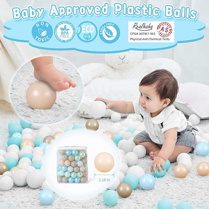 Realhaha Ball Pit Balls 50 100 200 500 Play Balls Plastic Balls for Baby Girls Toddlers Kids Play Tent Pool Playhouse Playpen Party Decoration